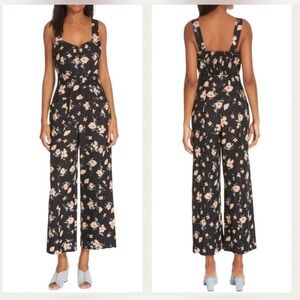 Rebecca Taylor Daniella Floral Linen blend Cropped Waist Tie Jumpsuit spring